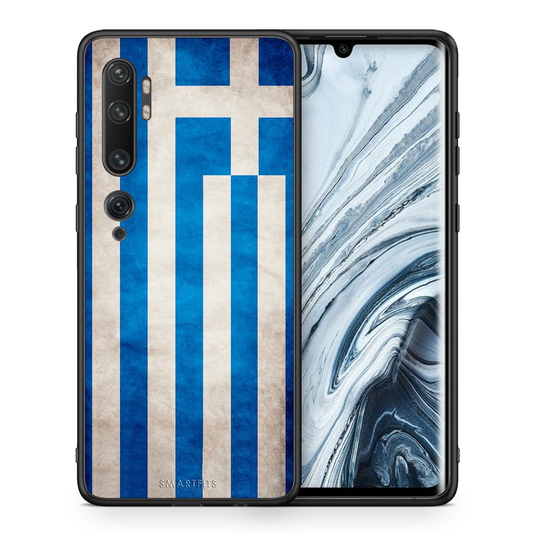 Θήκη Xiaomi Mi Note 10 Pro Greek Flag από τη Smartfits με σχέδιο στο πίσω μέρος και μαύρο περίβλημα | Xiaomi Mi Note 10 Pro Greek Flag case with colorful back and black bezels
