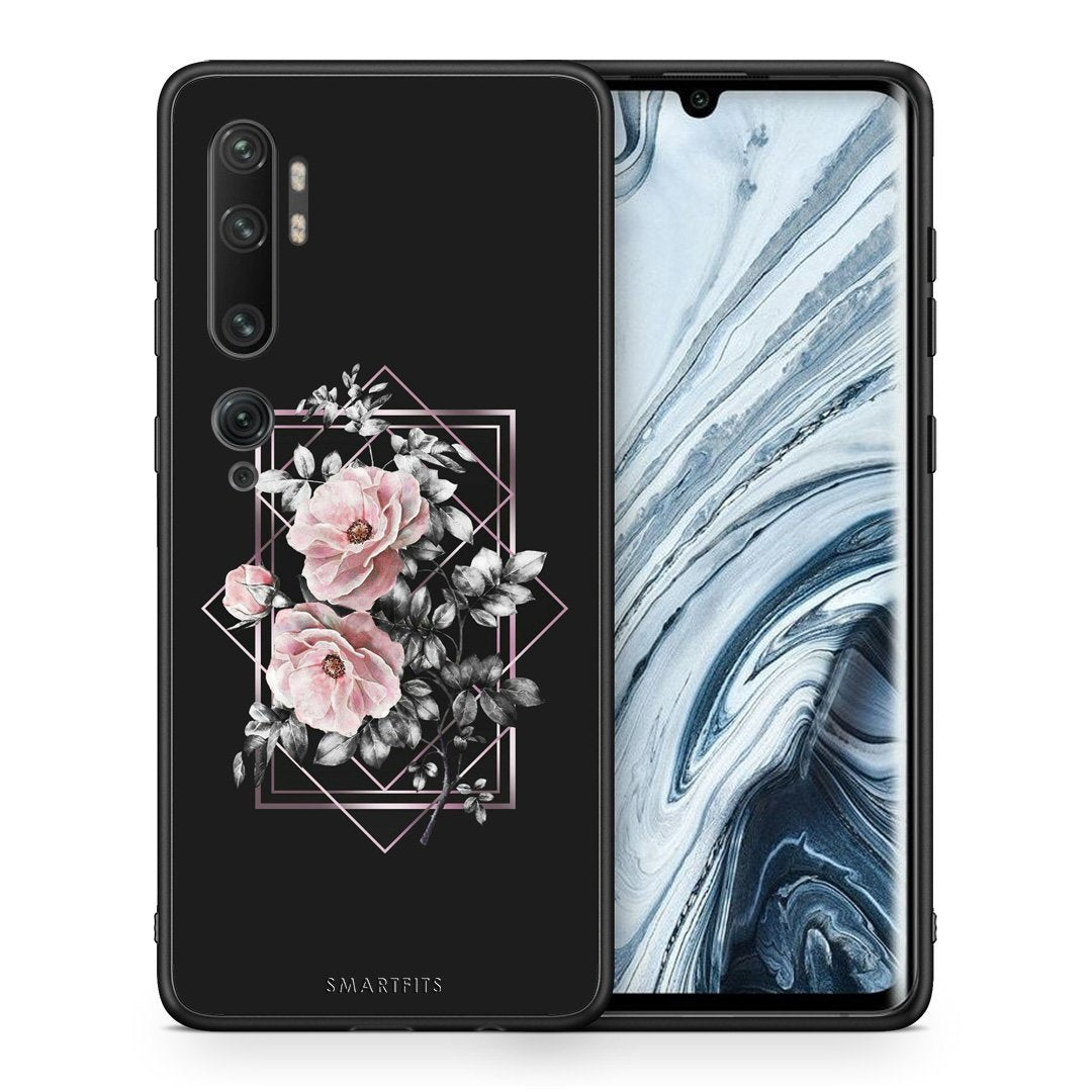 Θήκη Xiaomi Mi Note 10 Pro Frame Flower από τη Smartfits με σχέδιο στο πίσω μέρος και μαύρο περίβλημα | Xiaomi Mi Note 10 Pro Frame Flower case with colorful back and black bezels