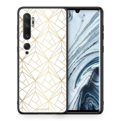 Θήκη Xiaomi Mi Note 10 Pro Luxury White Geometric από τη Smartfits με σχέδιο στο πίσω μέρος και μαύρο περίβλημα | Xiaomi Mi Note 10 Pro Luxury White Geometric case with colorful back and black bezels