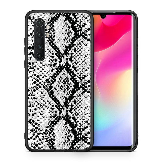 Θήκη Xiaomi Mi Note 10 Lite White Snake Animal από τη Smartfits με σχέδιο στο πίσω μέρος και μαύρο περίβλημα | Xiaomi Mi Note 10 Lite White Snake Animal case with colorful back and black bezels