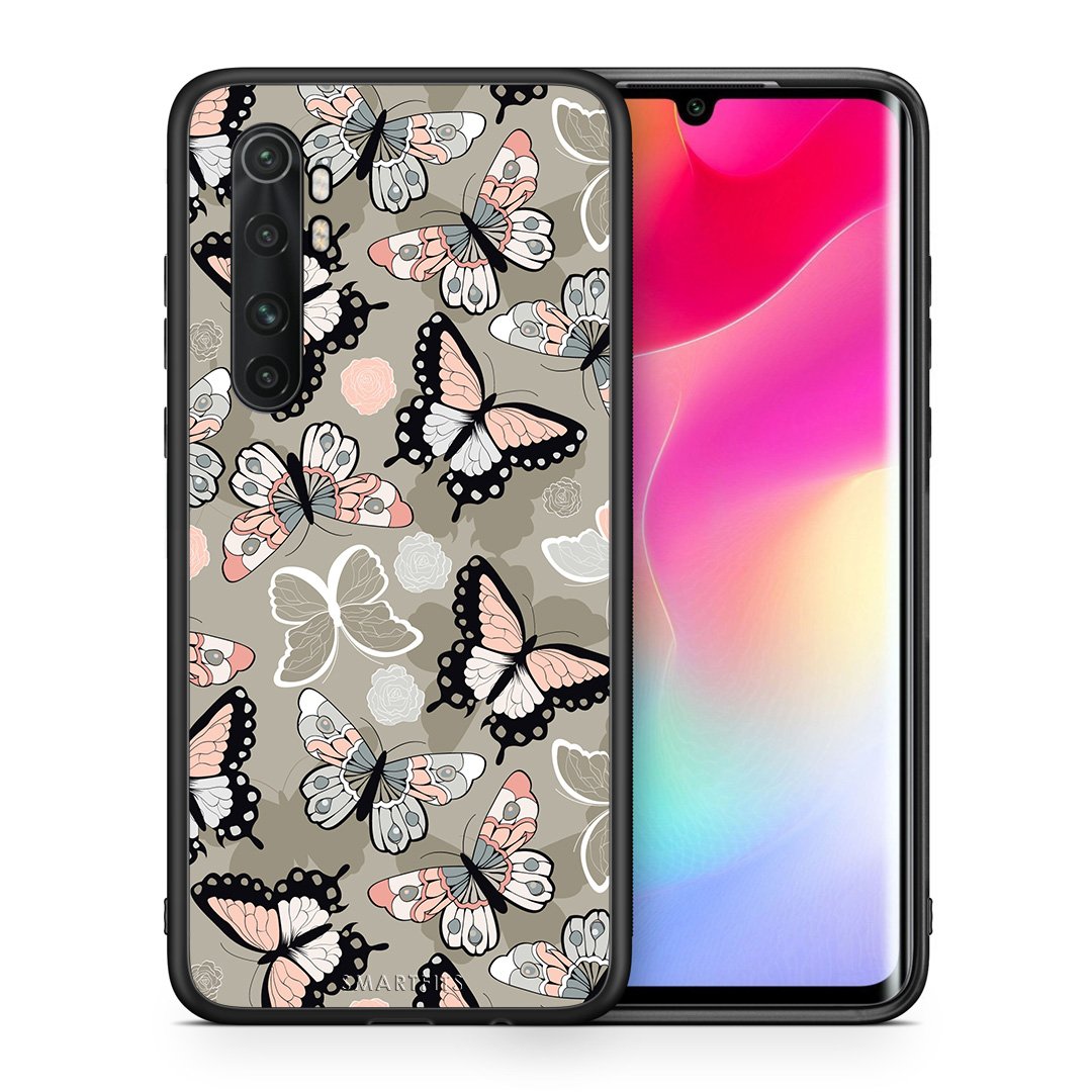 Θήκη Xiaomi Mi Note 10 Lite Butterflies Boho από τη Smartfits με σχέδιο στο πίσω μέρος και μαύρο περίβλημα | Xiaomi Mi Note 10 Lite Butterflies Boho case with colorful back and black bezels
