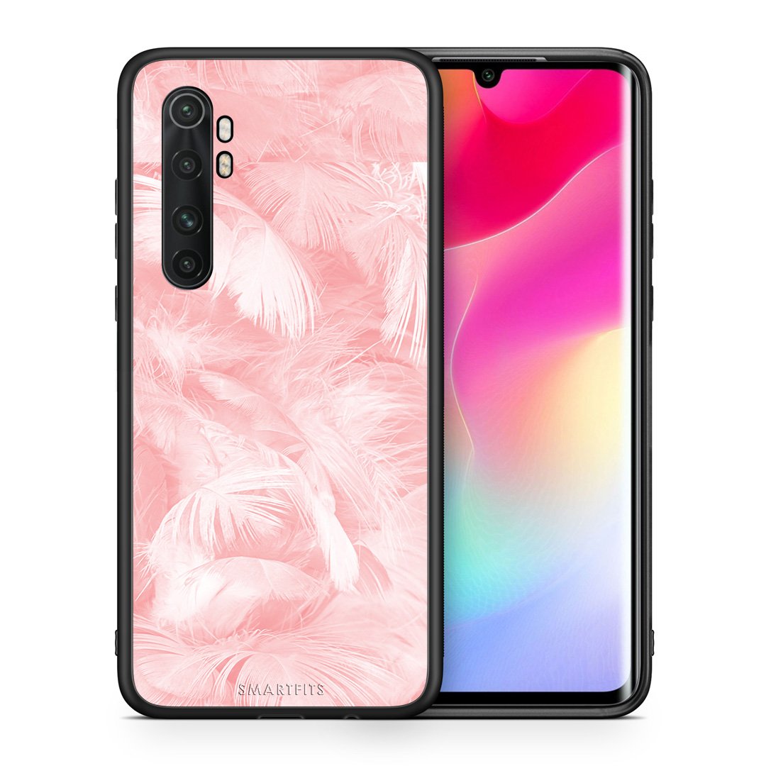 Θήκη Xiaomi Mi Note 10 Lite Pink Feather Boho από τη Smartfits με σχέδιο στο πίσω μέρος και μαύρο περίβλημα | Xiaomi Mi Note 10 Lite Pink Feather Boho case with colorful back and black bezels