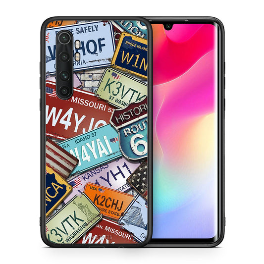 Θήκη Xiaomi Mi Note 10 Lite Car Plates από τη Smartfits με σχέδιο στο πίσω μέρος και μαύρο περίβλημα | Xiaomi Mi Note 10 Lite Car Plates case with colorful back and black bezels