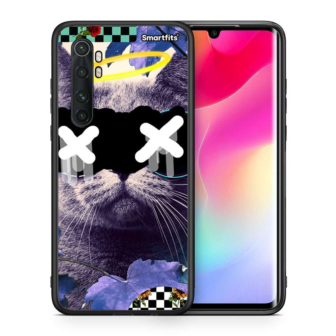 Θήκη Xiaomi Mi Note 10 Lite Cat Collage από τη Smartfits με σχέδιο στο πίσω μέρος και μαύρο περίβλημα | Xiaomi Mi Note 10 Lite Cat Collage case with colorful back and black bezels