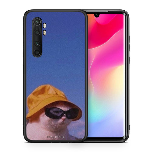 Θήκη Xiaomi Mi Note 10 Lite Cat Diva από τη Smartfits με σχέδιο στο πίσω μέρος και μαύρο περίβλημα | Xiaomi Mi Note 10 Lite Cat Diva case with colorful back and black bezels