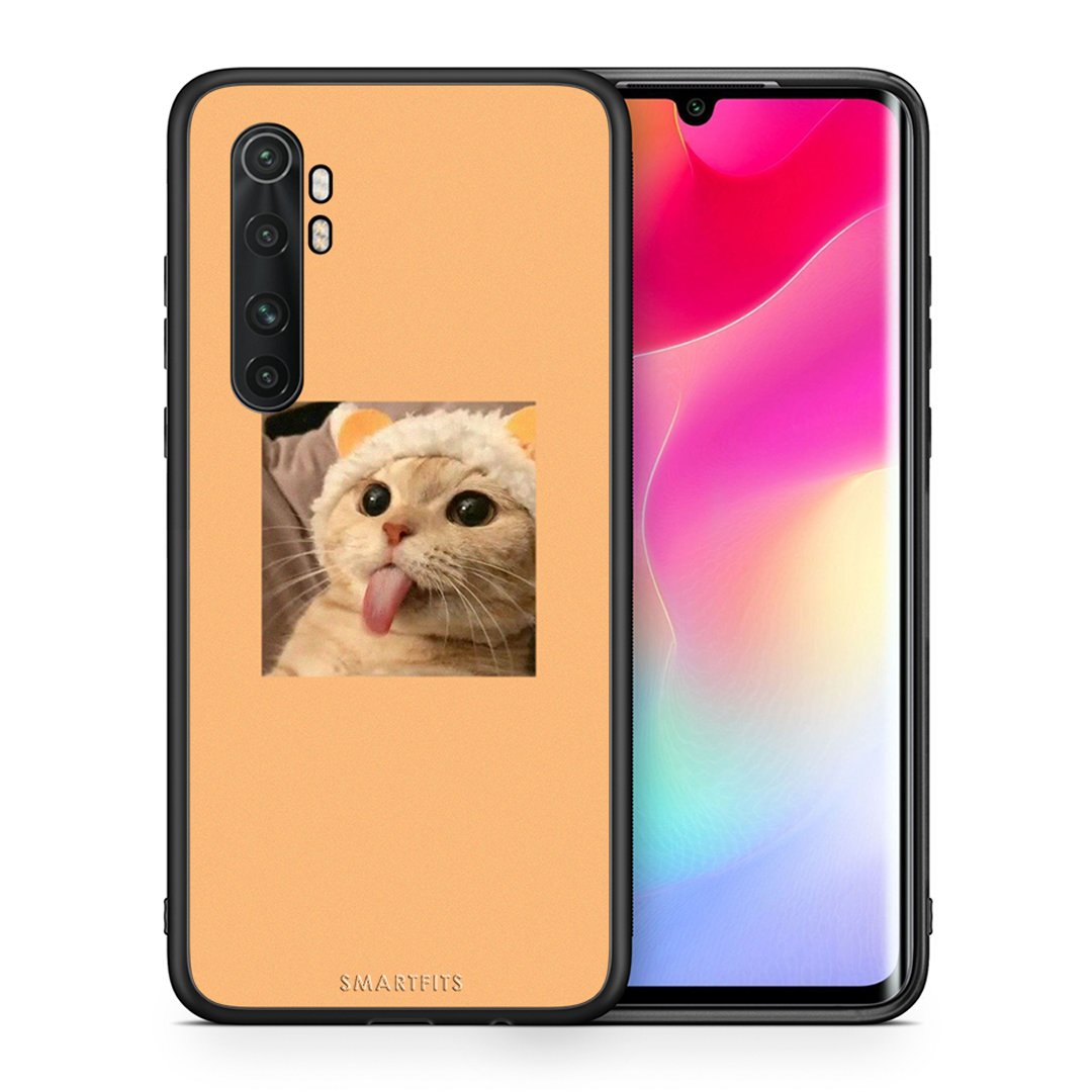 Θήκη Xiaomi Mi Note 10 Lite Cat Tongue από τη Smartfits με σχέδιο στο πίσω μέρος και μαύρο περίβλημα | Xiaomi Mi Note 10 Lite Cat Tongue case with colorful back and black bezels