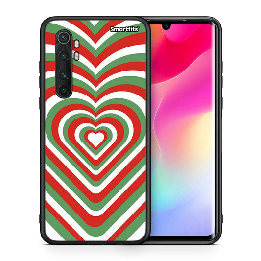 Θήκη Xiaomi Mi Note 10 Lite Christmas Hearts από τη Smartfits με σχέδιο στο πίσω μέρος και μαύρο περίβλημα | Xiaomi Mi Note 10 Lite Christmas Hearts case with colorful back and black bezels