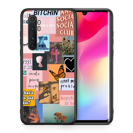 Θήκη Αγίου Βαλεντίνου Xiaomi Mi Note 10 Lite Collage Bitchin από τη Smartfits με σχέδιο στο πίσω μέρος και μαύρο περίβλημα | Xiaomi Mi Note 10 Lite Collage Bitchin case with colorful back and black bezels