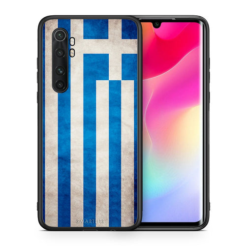 Θήκη Xiaomi Mi Note 10 Lite Greek Flag από τη Smartfits με σχέδιο στο πίσω μέρος και μαύρο περίβλημα | Xiaomi Mi Note 10 Lite Greek Flag case with colorful back and black bezels