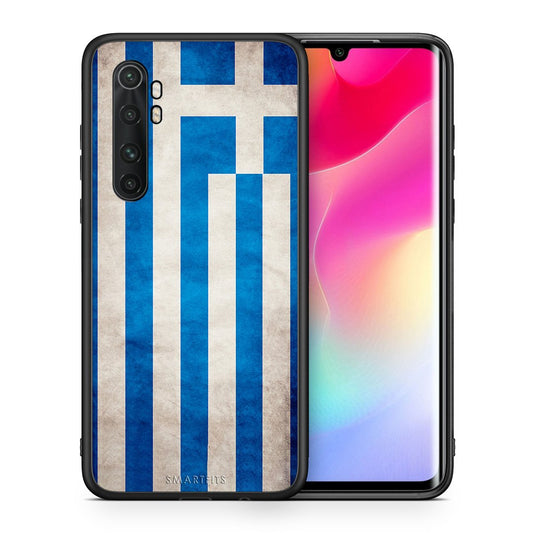 Θήκη Xiaomi Mi Note 10 Lite Greek Flag από τη Smartfits με σχέδιο στο πίσω μέρος και μαύρο περίβλημα | Xiaomi Mi Note 10 Lite Greek Flag case with colorful back and black bezels