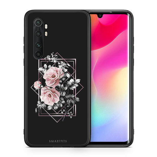 Θήκη Xiaomi Mi Note 10 Lite Frame Flower από τη Smartfits με σχέδιο στο πίσω μέρος και μαύρο περίβλημα | Xiaomi Mi Note 10 Lite Frame Flower case with colorful back and black bezels