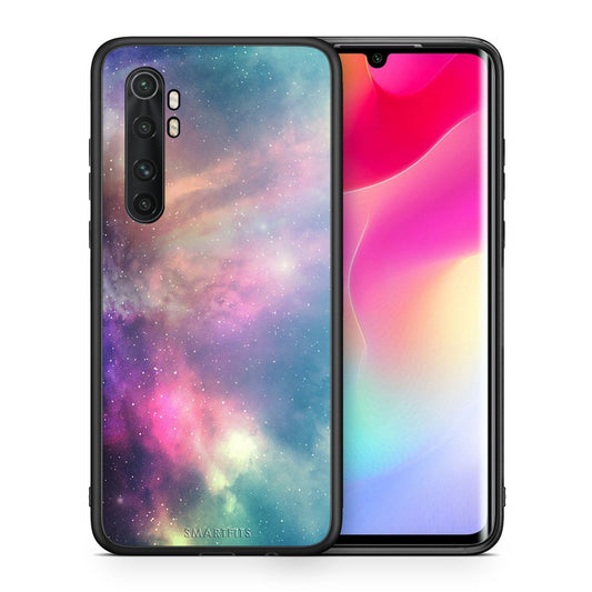 Θήκη Xiaomi Mi Note 10 Lite Rainbow Galaxy από τη Smartfits με σχέδιο στο πίσω μέρος και μαύρο περίβλημα | Xiaomi Mi Note 10 Lite Rainbow Galaxy case with colorful back and black bezels