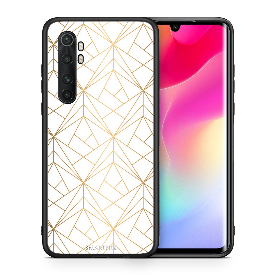 Θήκη Xiaomi Mi Note 10 Lite Luxury White Geometric από τη Smartfits με σχέδιο στο πίσω μέρος και μαύρο περίβλημα | Xiaomi Mi Note 10 Lite Luxury White Geometric case with colorful back and black bezels