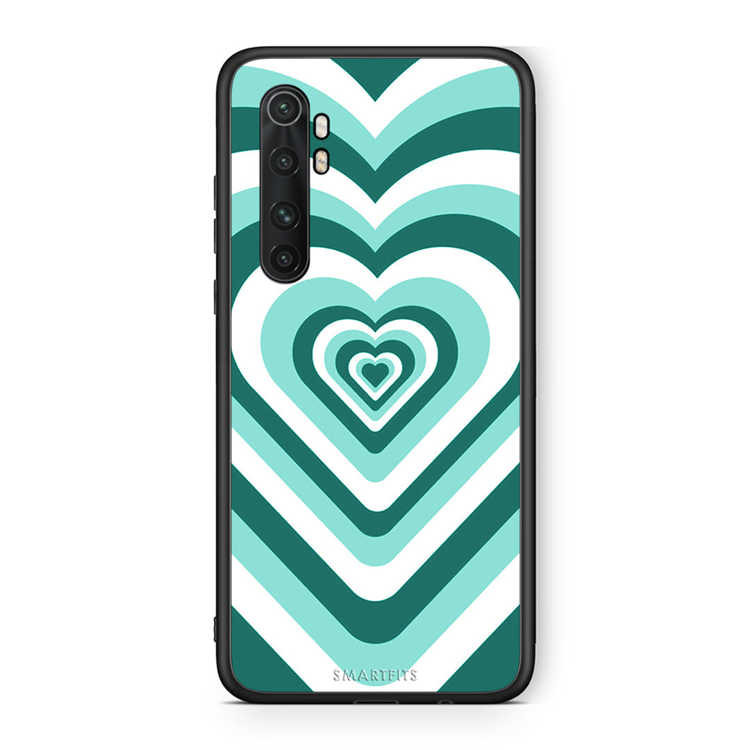 Xiaomi Mi Note 10 Lite Green Hearts θήκη από τη Smartfits με σχέδιο στο πίσω μέρος και μαύρο περίβλημα | Smartphone case with colorful back and black bezels by Smartfits