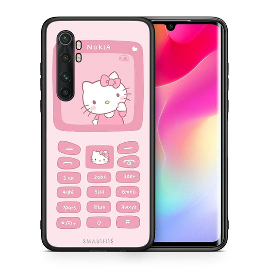 Θήκη Αγίου Βαλεντίνου Xiaomi Mi Note 10 Lite Hello Kitten από τη Smartfits με σχέδιο στο πίσω μέρος και μαύρο περίβλημα | Xiaomi Mi Note 10 Lite Hello Kitten case with colorful back and black bezels