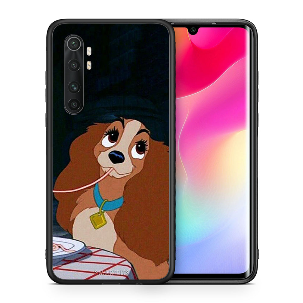 Θήκη Αγίου Βαλεντίνου Xiaomi Mi Note 10 Lite Lady And Tramp 2 από τη Smartfits με σχέδιο στο πίσω μέρος και μαύρο περίβλημα | Xiaomi Mi Note 10 Lite Lady And Tramp 2 case with colorful back and black bezels