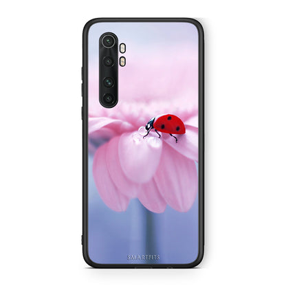 Xiaomi Mi Note 10 Lite Ladybug Flower θήκη από τη Smartfits με σχέδιο στο πίσω μέρος και μαύρο περίβλημα | Smartphone case with colorful back and black bezels by Smartfits