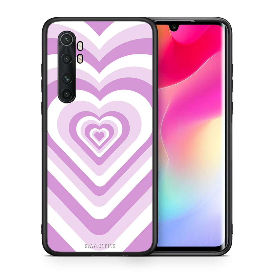 Θήκη Xiaomi Mi Note 10 Lite Lilac Hearts από τη Smartfits με σχέδιο στο πίσω μέρος και μαύρο περίβλημα | Xiaomi Mi Note 10 Lite Lilac Hearts case with colorful back and black bezels