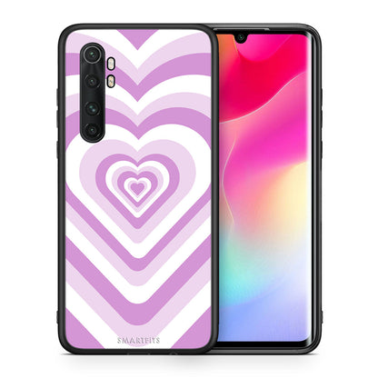 Θήκη Xiaomi Mi 10 Ultra Lilac Hearts από τη Smartfits με σχέδιο στο πίσω μέρος και μαύρο περίβλημα | Xiaomi Mi 10 Ultra Lilac Hearts case with colorful back and black bezels