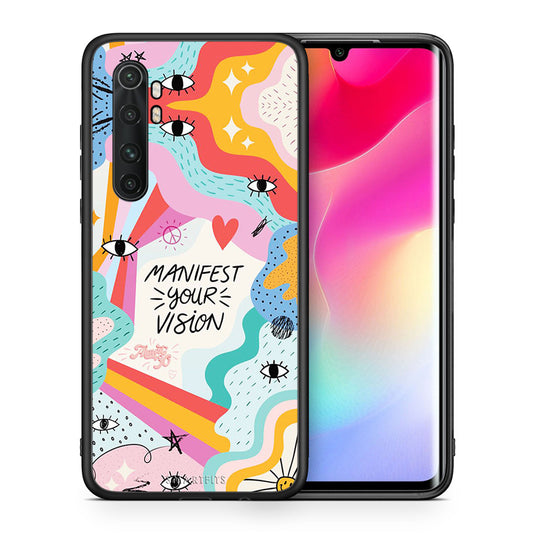 Θήκη Xiaomi Mi Note 10 Lite Manifest Your Vision από τη Smartfits με σχέδιο στο πίσω μέρος και μαύρο περίβλημα | Xiaomi Mi Note 10 Lite Manifest Your Vision case with colorful back and black bezels