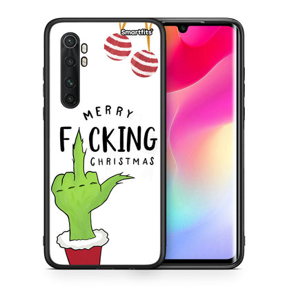 Θήκη Xiaomi Mi Note 10 Lite Merry F Xmas από τη Smartfits με σχέδιο στο πίσω μέρος και μαύρο περίβλημα | Xiaomi Mi Note 10 Lite Merry F Xmas case with colorful back and black bezels