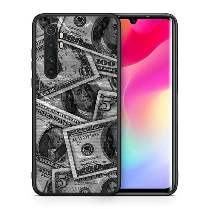 Θήκη Xiaomi Mi Note 10 Lite Money Dollars από τη Smartfits με σχέδιο στο πίσω μέρος και μαύρο περίβλημα | Xiaomi Mi Note 10 Lite Money Dollars case with colorful back and black bezels