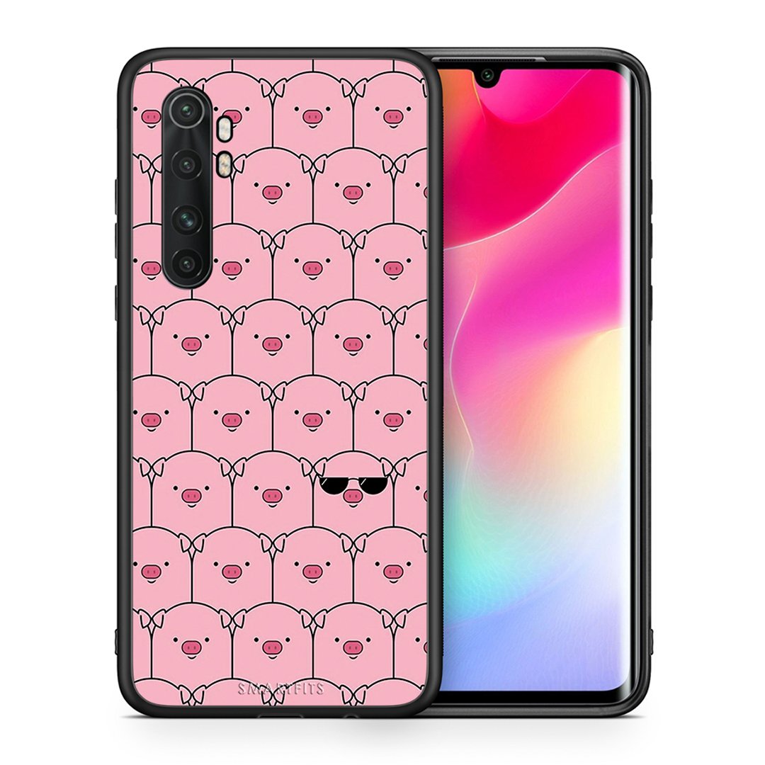 Θήκη Xiaomi Mi Note 10 Lite Pig Glasses από τη Smartfits με σχέδιο στο πίσω μέρος και μαύρο περίβλημα | Xiaomi Mi Note 10 Lite Pig Glasses case with colorful back and black bezels