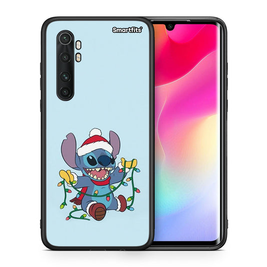Θήκη Xiaomi Mi Note 10 Lite Santa Stich από τη Smartfits με σχέδιο στο πίσω μέρος και μαύρο περίβλημα | Xiaomi Mi Note 10 Lite Santa Stich case with colorful back and black bezels