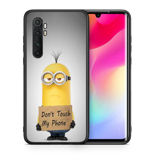 Θήκη Xiaomi Mi Note 10 Lite Minion Text από τη Smartfits με σχέδιο στο πίσω μέρος και μαύρο περίβλημα | Xiaomi Mi Note 10 Lite Minion Text case with colorful back and black bezels