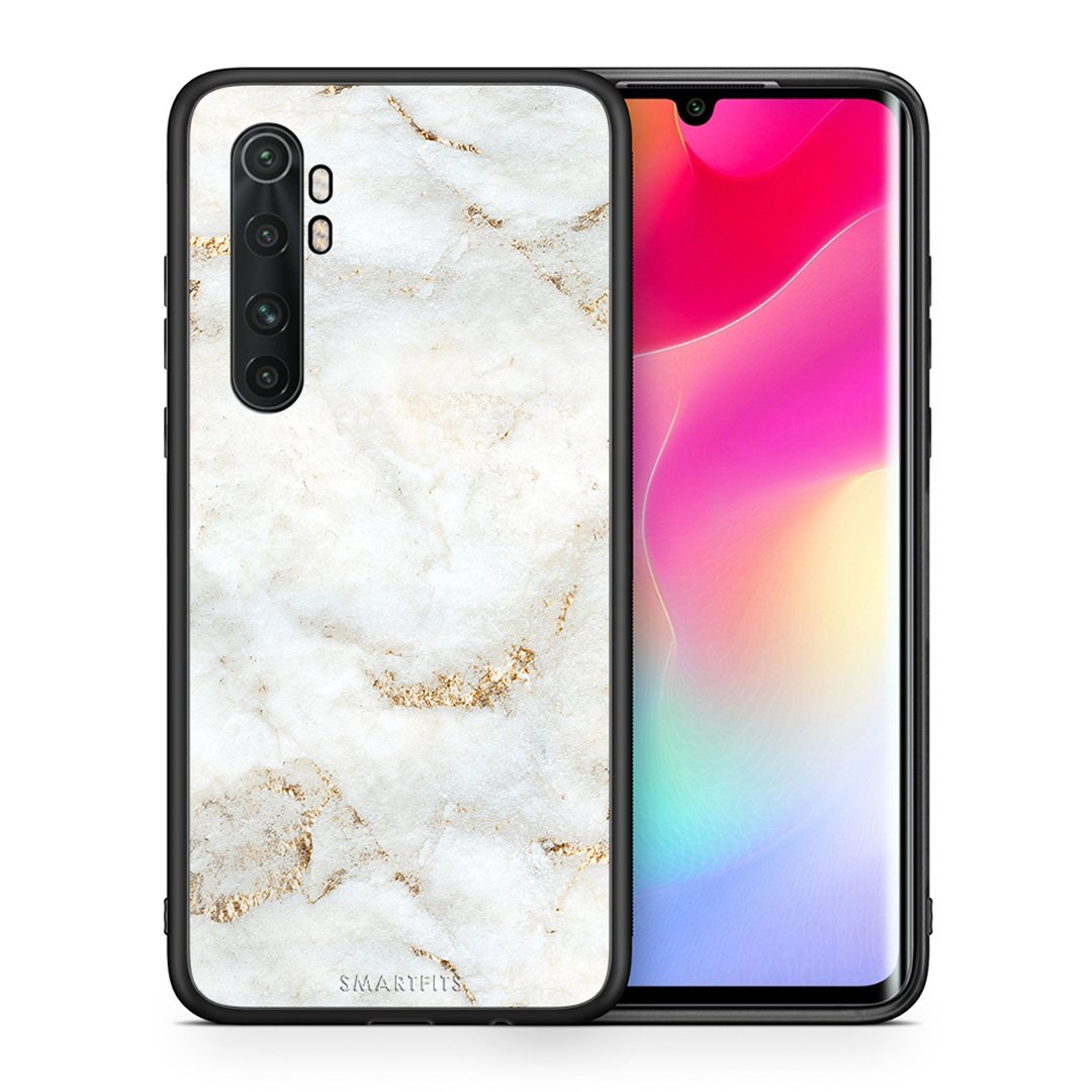 Θήκη Xiaomi Mi 10 Ultra White Gold Marble από τη Smartfits με σχέδιο στο πίσω μέρος και μαύρο περίβλημα | Xiaomi Mi 10 Ultra White Gold Marble case with colorful back and black bezels