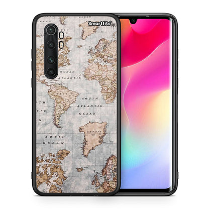 Θήκη Xiaomi Mi Note 10 Lite World Map από τη Smartfits με σχέδιο στο πίσω μέρος και μαύρο περίβλημα | Xiaomi Mi Note 10 Lite World Map case with colorful back and black bezels