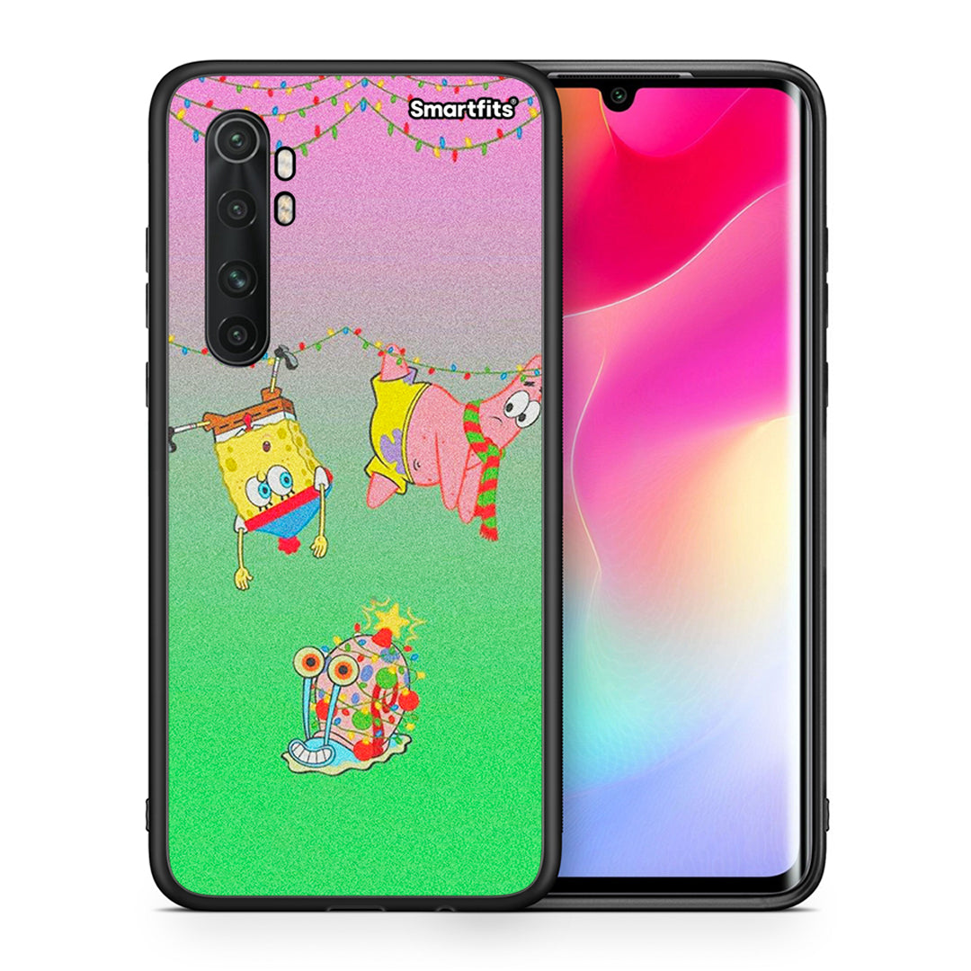 Θήκη Xiaomi Mi Note 10 Lite Xmas Lights από τη Smartfits με σχέδιο στο πίσω μέρος και μαύρο περίβλημα | Xiaomi Mi Note 10 Lite Xmas Lights case with colorful back and black bezels