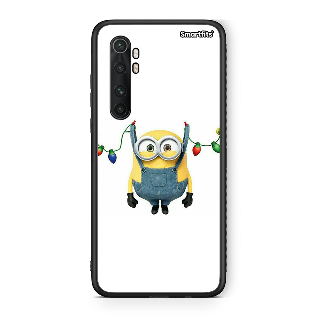 Xiaomi Mi Note 10 Lite Xmas Minion Lights θήκη από τη Smartfits με σχέδιο στο πίσω μέρος και μαύρο περίβλημα | Smartphone case with colorful back and black bezels by Smartfits