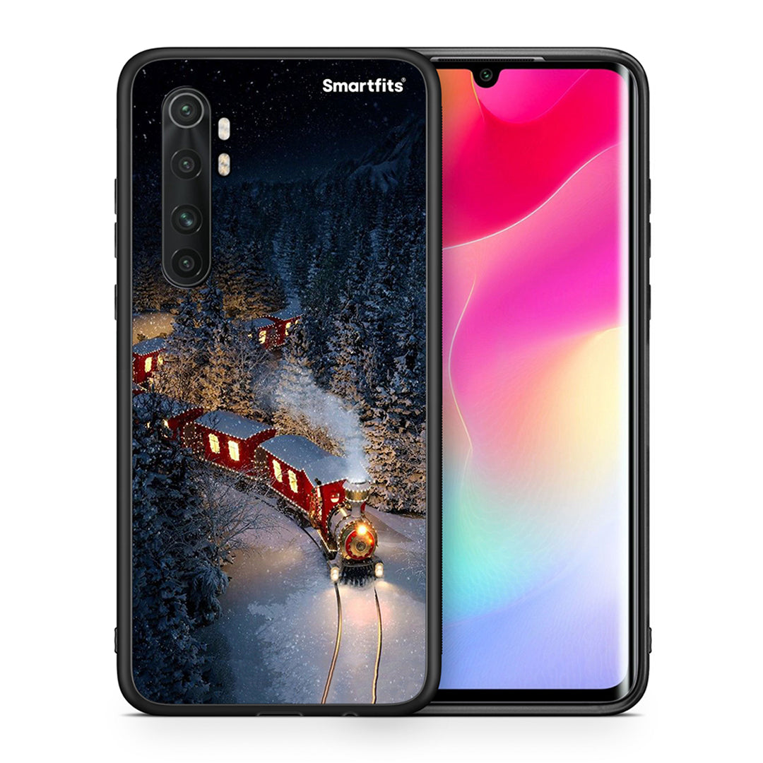 Θήκη Xiaomi Mi Note 10 Lite Xmas Train από τη Smartfits με σχέδιο στο πίσω μέρος και μαύρο περίβλημα | Xiaomi Mi Note 10 Lite Xmas Train case with colorful back and black bezels