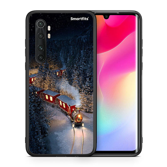 Θήκη Xiaomi Mi Note 10 Lite Xmas Train από τη Smartfits με σχέδιο στο πίσω μέρος και μαύρο περίβλημα | Xiaomi Mi Note 10 Lite Xmas Train case with colorful back and black bezels