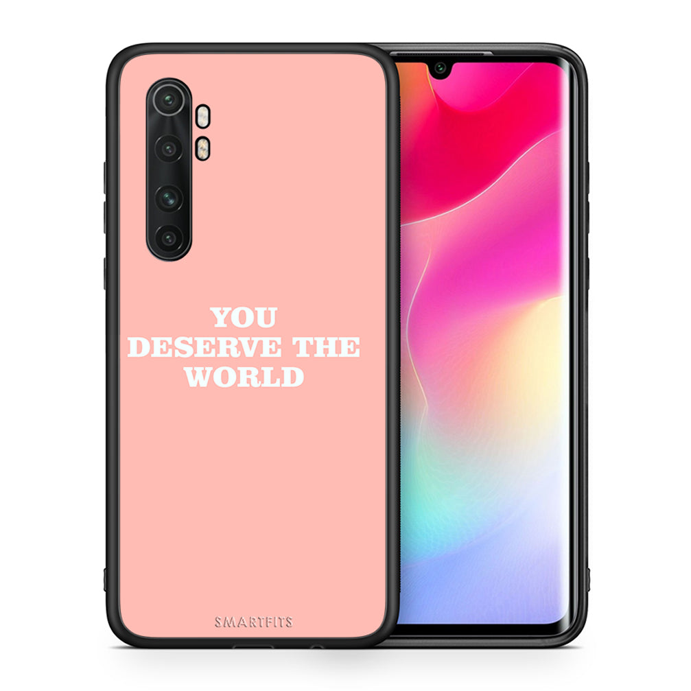 Θήκη Αγίου Βαλεντίνου Xiaomi Mi Note 10 Lite You Deserve The World από τη Smartfits με σχέδιο στο πίσω μέρος και μαύρο περίβλημα | Xiaomi Mi Note 10 Lite You Deserve The World case with colorful back and black bezels