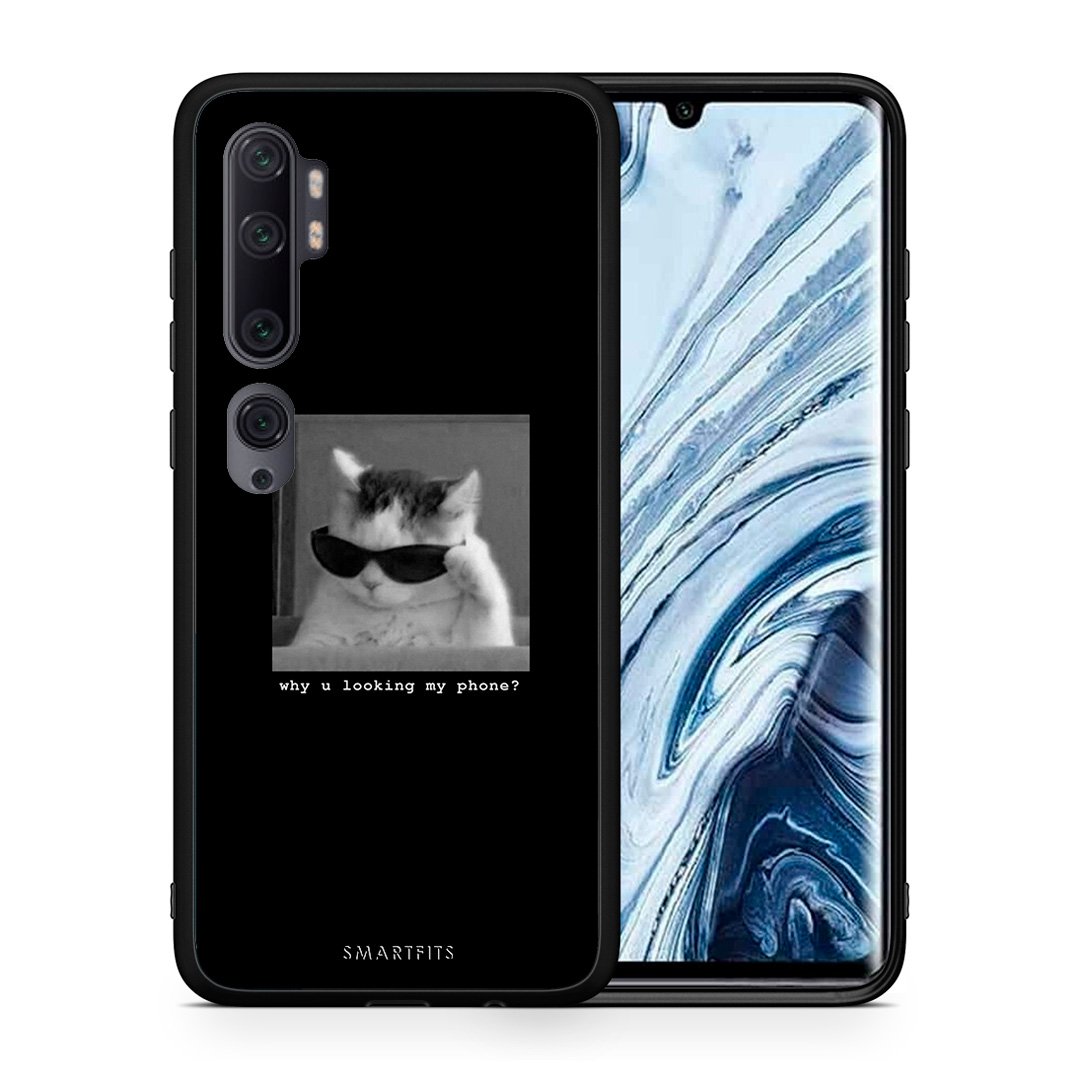 Θήκη Xiaomi Mi Note 10 Pro Meme Cat από τη Smartfits με σχέδιο στο πίσω μέρος και μαύρο περίβλημα | Xiaomi Mi Note 10 Pro Meme Cat case with colorful back and black bezels