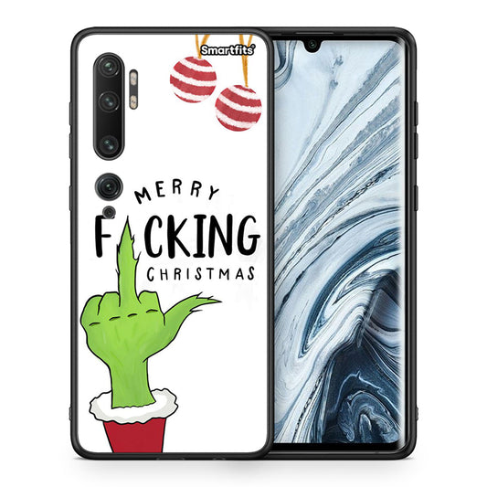 Θήκη Xiaomi Mi Note 10 Pro Merry F Xmas από τη Smartfits με σχέδιο στο πίσω μέρος και μαύρο περίβλημα | Xiaomi Mi Note 10 Pro Merry F Xmas case with colorful back and black bezels