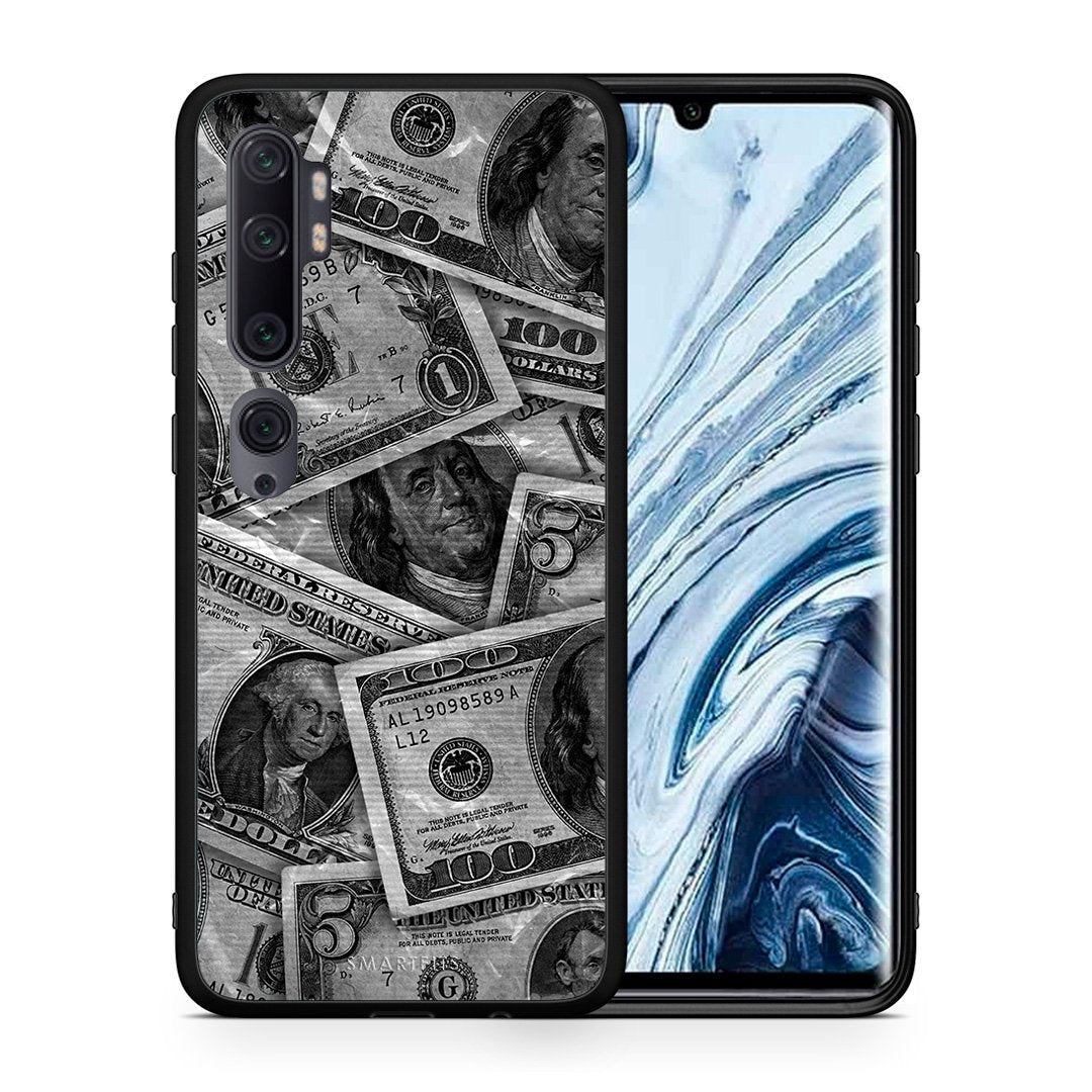 Θήκη Xiaomi Mi Note 10 Pro Money Dollars από τη Smartfits με σχέδιο στο πίσω μέρος και μαύρο περίβλημα | Xiaomi Mi Note 10 Pro Money Dollars case with colorful back and black bezels