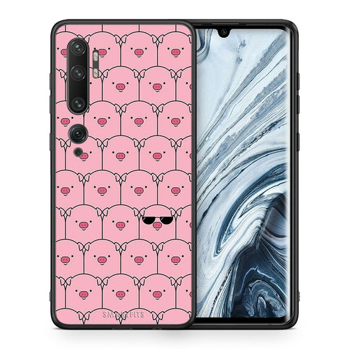 Θήκη Xiaomi Mi Note 10 Pro Pig Glasses από τη Smartfits με σχέδιο στο πίσω μέρος και μαύρο περίβλημα | Xiaomi Mi Note 10 Pro Pig Glasses case with colorful back and black bezels