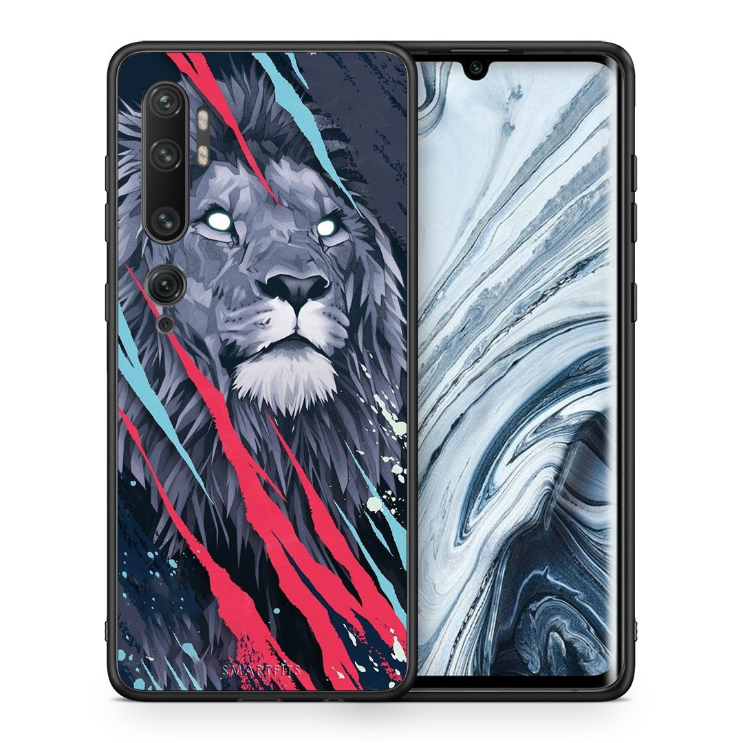 Θήκη Xiaomi Mi Note 10 Pro Lion Designer PopArt από τη Smartfits με σχέδιο στο πίσω μέρος και μαύρο περίβλημα | Xiaomi Mi Note 10 Pro Lion Designer PopArt case with colorful back and black bezels