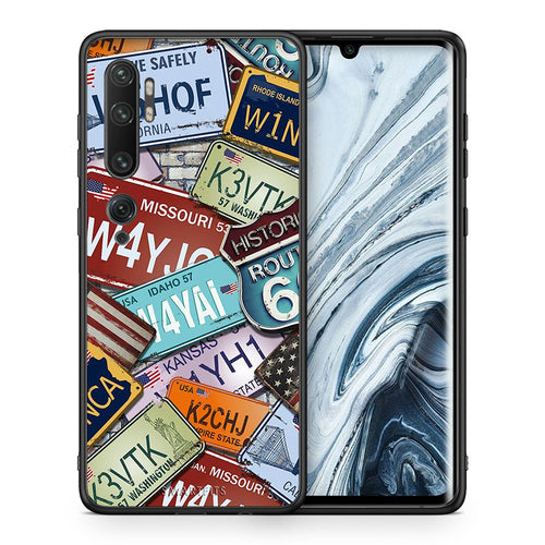 Θήκη Xiaomi Mi Note 10/10 Pro Car Plates από τη Smartfits με σχέδιο στο πίσω μέρος και μαύρο περίβλημα | Xiaomi Mi Note 10/10 Pro Car Plates case with colorful back and black bezels