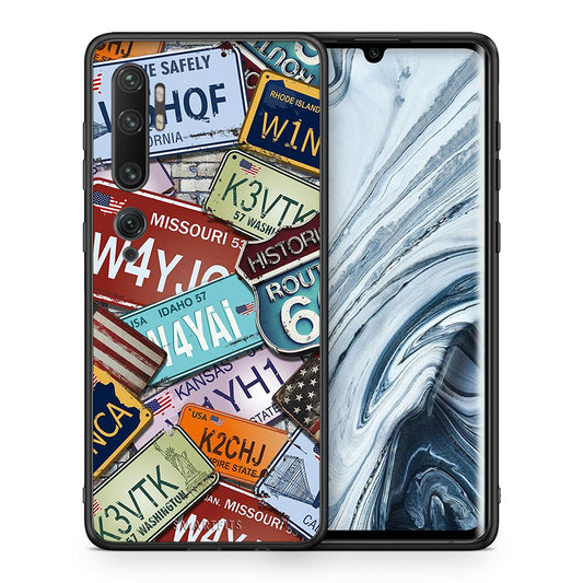 Θήκη Xiaomi Mi Note 10/10 Pro Car Plates από τη Smartfits με σχέδιο στο πίσω μέρος και μαύρο περίβλημα | Xiaomi Mi Note 10/10 Pro Car Plates case with colorful back and black bezels