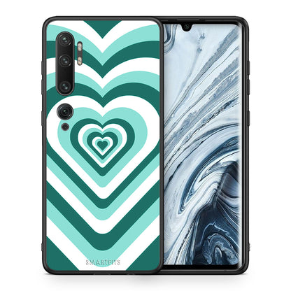 Θήκη Xiaomi Mi Note 10/10 Pro Green Hearts από τη Smartfits με σχέδιο στο πίσω μέρος και μαύρο περίβλημα | Xiaomi Mi Note 10/10 Pro Green Hearts case with colorful back and black bezels
