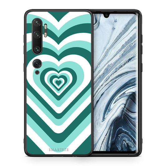 Θήκη Xiaomi Mi Note 10/10 Pro Green Hearts από τη Smartfits με σχέδιο στο πίσω μέρος και μαύρο περίβλημα | Xiaomi Mi Note 10/10 Pro Green Hearts case with colorful back and black bezels