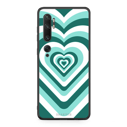 Xiaomi Mi Note 10/10 Pro Green Hearts θήκη από τη Smartfits με σχέδιο στο πίσω μέρος και μαύρο περίβλημα | Smartphone case with colorful back and black bezels by Smartfits