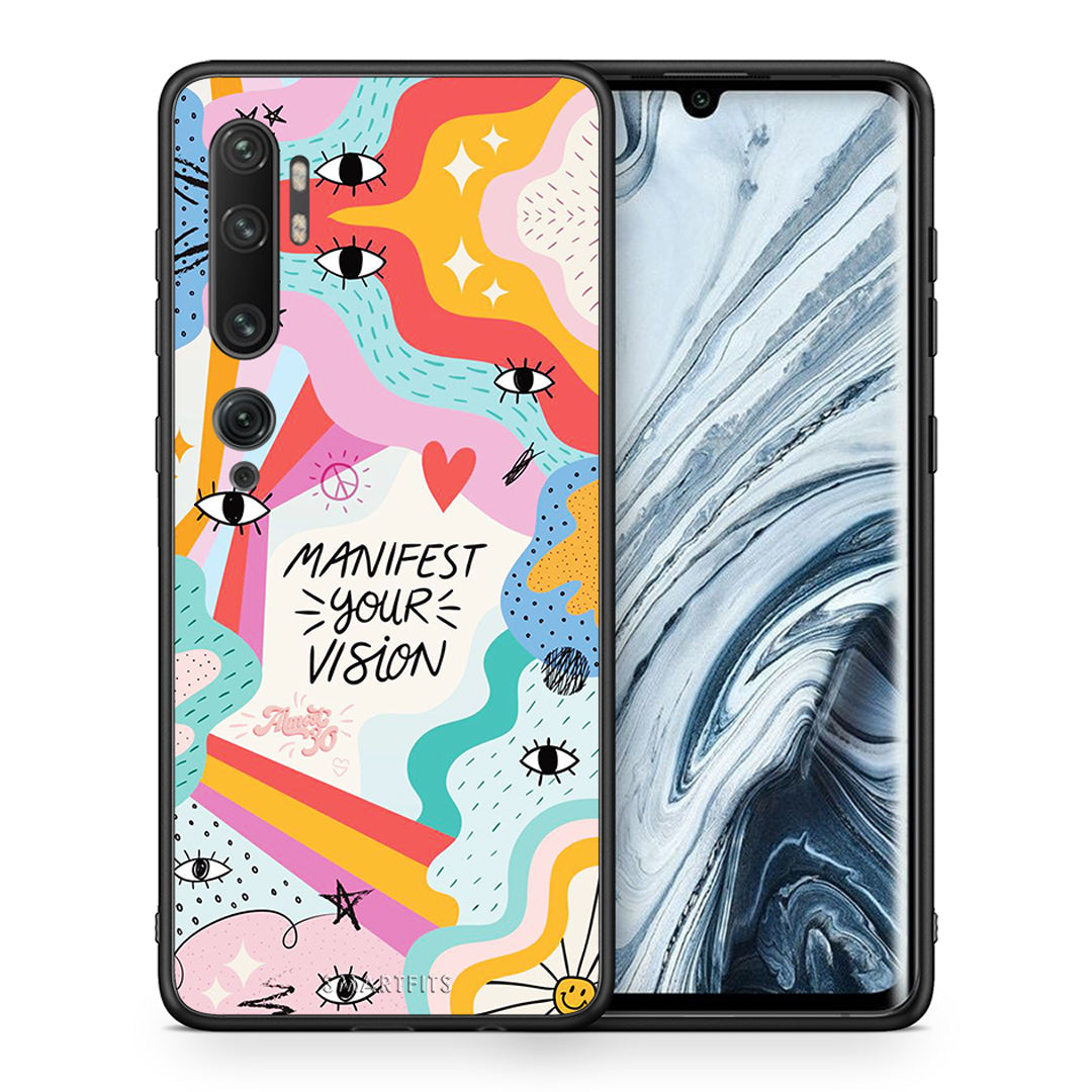 Θήκη Xiaomi Mi Note 10/10 Pro Manifest Your Vision από τη Smartfits με σχέδιο στο πίσω μέρος και μαύρο περίβλημα | Xiaomi Mi Note 10/10 Pro Manifest Your Vision case with colorful back and black bezels