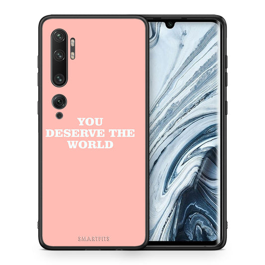 Θήκη Αγίου Βαλεντίνου Xiaomi Mi Note 10 / 10 Pro You Deserve The World από τη Smartfits με σχέδιο στο πίσω μέρος και μαύρο περίβλημα | Xiaomi Mi Note 10 / 10 Pro You Deserve The World case with colorful back and black bezels