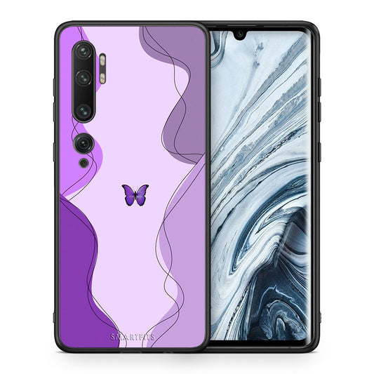 Θήκη Αγίου Βαλεντίνου Xiaomi Mi Note 10 / 10 Pro Purple Mariposa από τη Smartfits με σχέδιο στο πίσω μέρος και μαύρο περίβλημα | Xiaomi Mi Note 10 / 10 Pro Purple Mariposa case with colorful back and black bezels