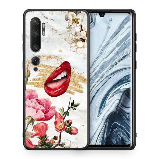 Θήκη Xiaomi Mi Note 10 Pro Red Lips από τη Smartfits με σχέδιο στο πίσω μέρος και μαύρο περίβλημα | Xiaomi Mi Note 10 Pro Red Lips case with colorful back and black bezels